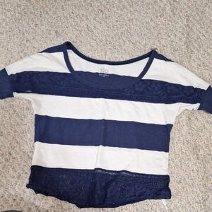 SO Navy and White Striped Kids Tee